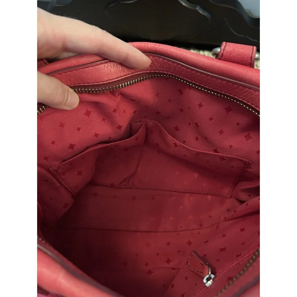 Vtg FOSSIL Long Live Marlow Satchell Handbag Pink Pebble Leather Gunmetal